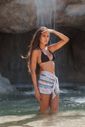 Tidal Lines Short Cotton-Silk Pareo