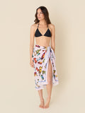 Pink Whisperwing pink pareo cover-up with watercolor butterfly details, made from a lightweight cotton-silk blend by GEM Beach Collection.