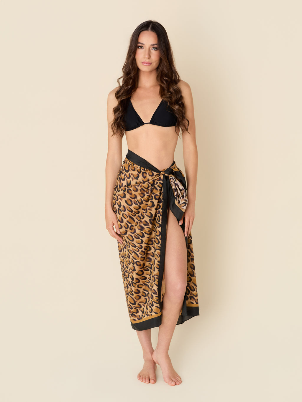 Wild Classic leopard print pareo cover-up, made from a lightweight cotton-silk blend by GEM Beach Collection.