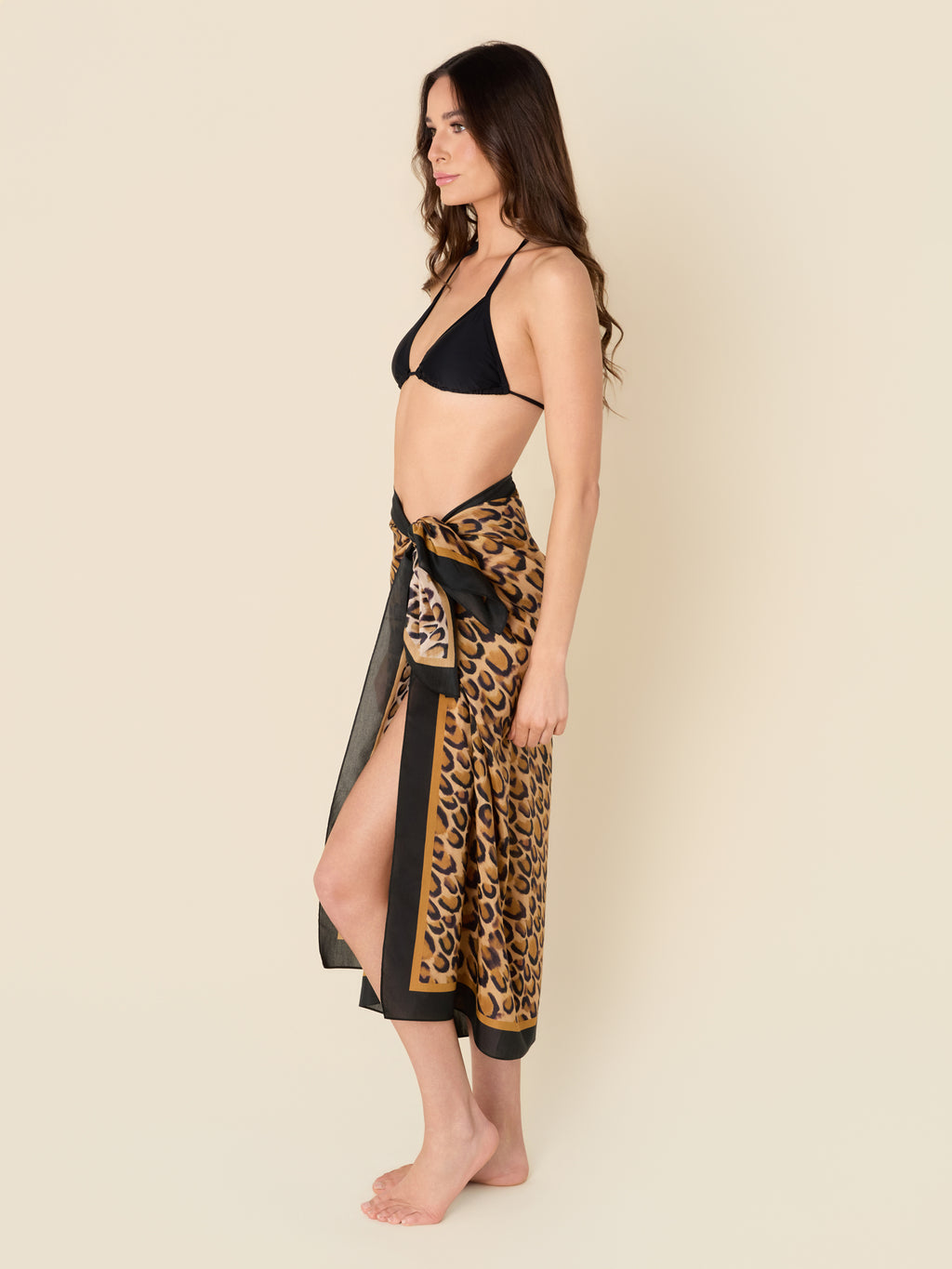 Wild Classic leopard print pareo cover-up, made from a lightweight cotton-silk blend by GEM Beach Collection.